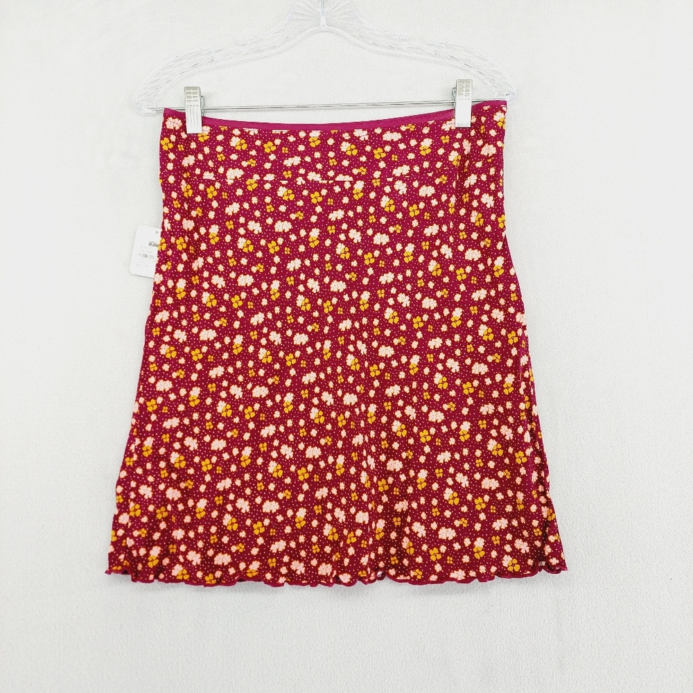 NWT Free People IRL Floral Red Summer Mini Skirt P5760 - Picture 2 of 9